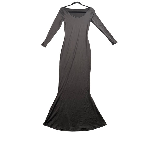 Unbranded Dresses & Skirts - Black Bodycon Maxi Dress Long Sleeve V Neck Gothic Dark Romantic Whimsigoth